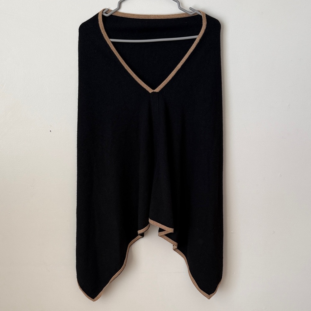 Alashan Cashmere Luxe Women's 100%‎ Cashmere Wrap Cape Poncho Black/Tan One Size